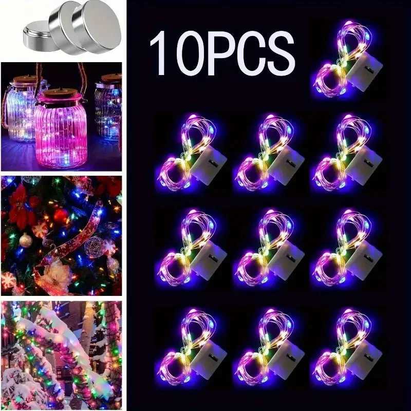 10pcs LED Fairy Light Battery Powered String Lights Waterproof Silver Wire Moon Light For DIY Wedding Party Bedroom Cake Decoration XJ250710
