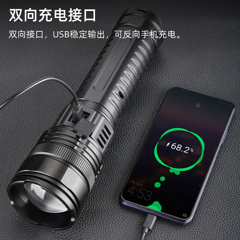 Most Powerful LED Flashlight Rechargeable Type-c Flashlight Long Range 6000M Tactical Torch Light For Fishing Hunting 241105