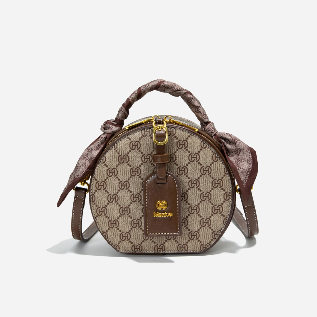 Designer bag free shipping fashion light luxury Fashionable small round bag versatile casual shoulder bag color blocked letters