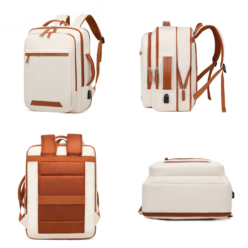 Color-matched dual-shoulder bag - Simple design, large capacity, suitable for commuting and traveling with a computer.