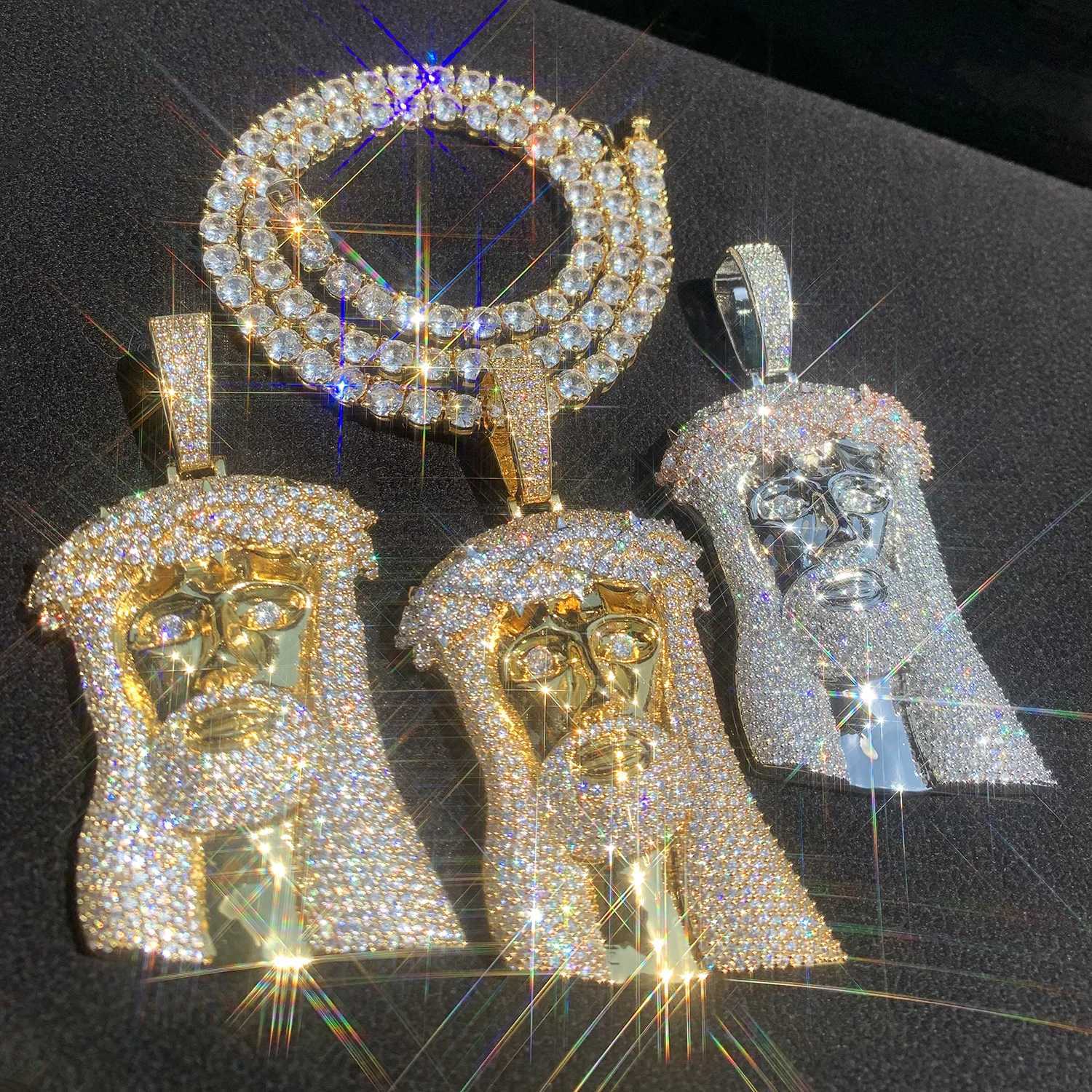 1000 King Thorn Crown Jesus Pendant Hip Hop Necklace Chain For Men Women Gold Silver Color Fashion Icy Rapper Jewelry Gift W250710