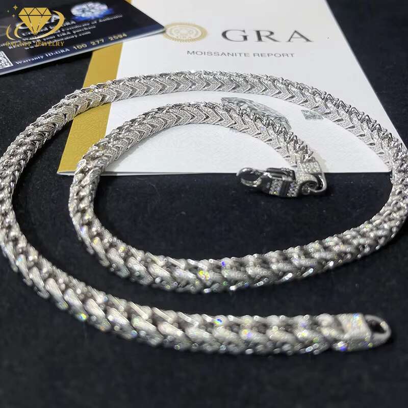 6mm Wholesale Price New Style Jewelry Moissanite Iced Out Franco Chain S925 Cuban Necklace With GRA Certified