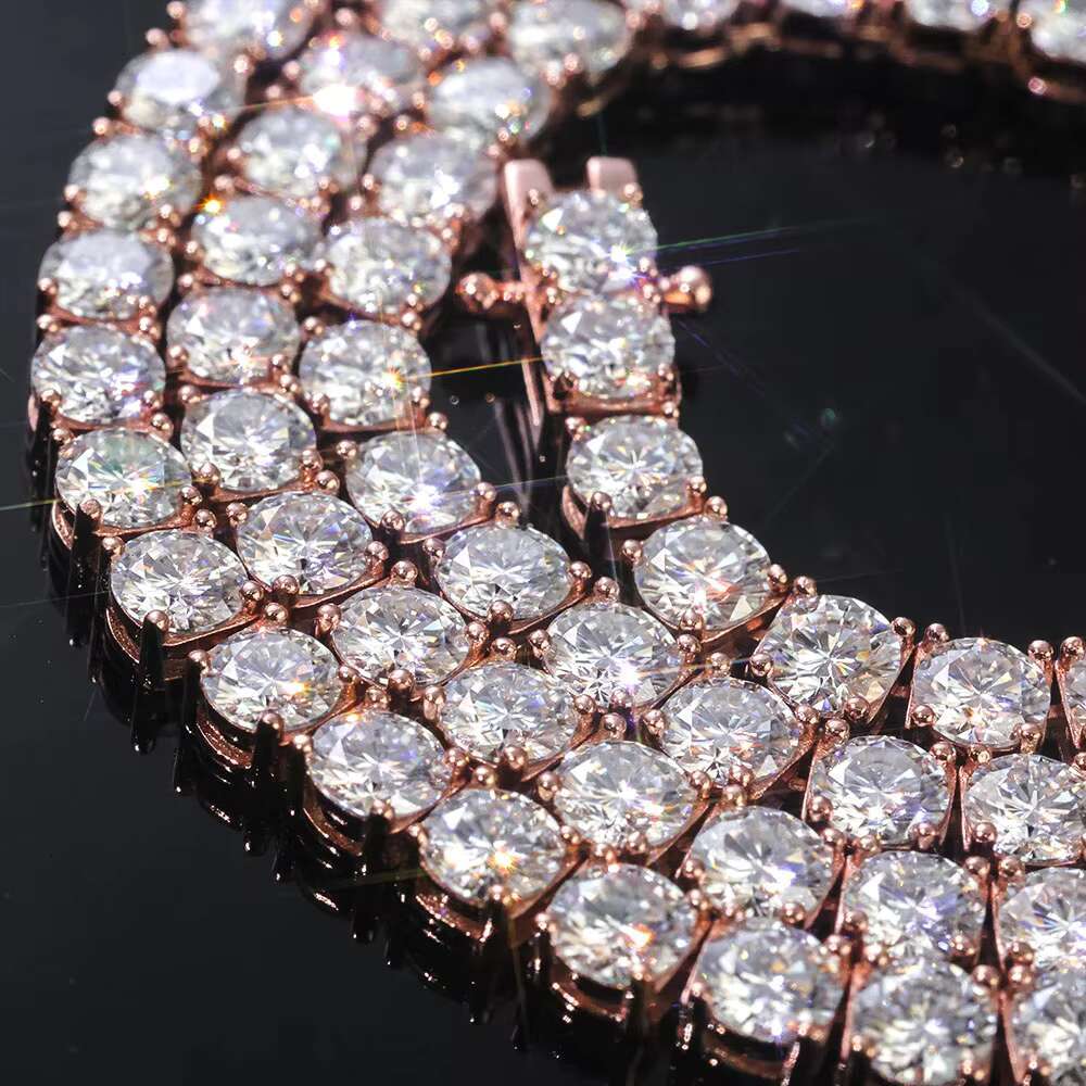 NUOYA Jewelry 925 Silver VVS Moissanite Tennis Chain Necklace 2/3/4 MM Iced Out Diamond Tennis Chain Pass Diamond Test