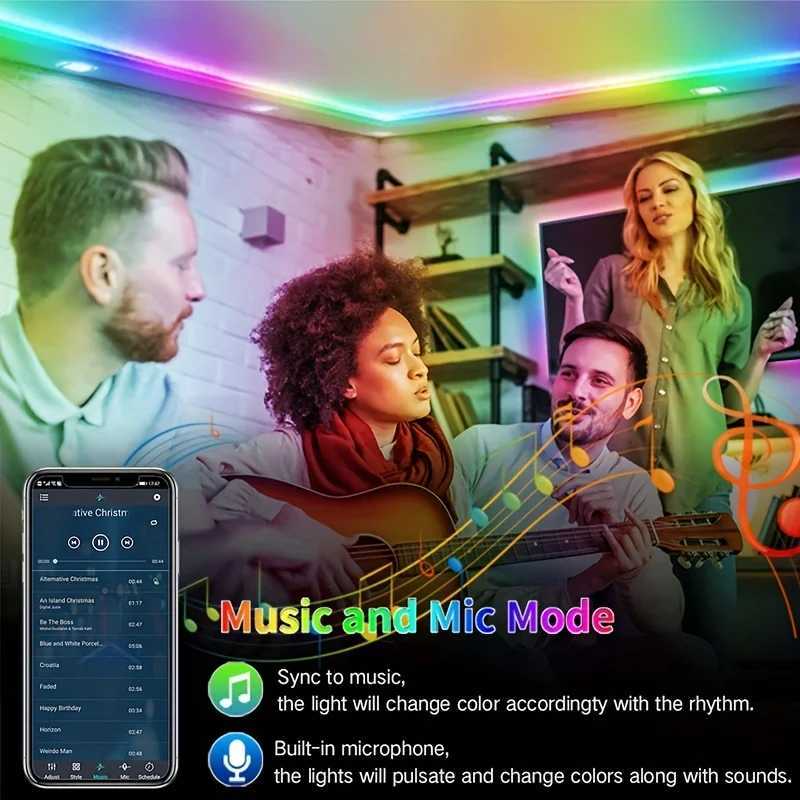 5V 5050 USB RGB LED Strip Light for Room TV Smart Bluetooth Backlight LED Tape 5M 15Meters Ice String LED Wall Room Decor XJ250710