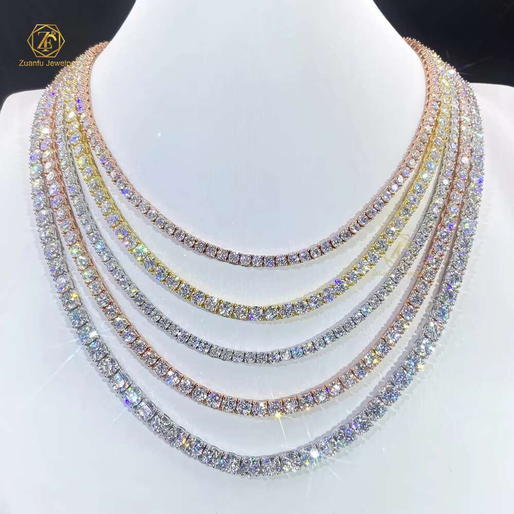 Drop Shipping GRA Certified Sterling Silver Moissanite Necklaces 2mm 3mm 4mm 5mm 6.5mm Tennis Chain Bracelet VVS Tennis Bracelet