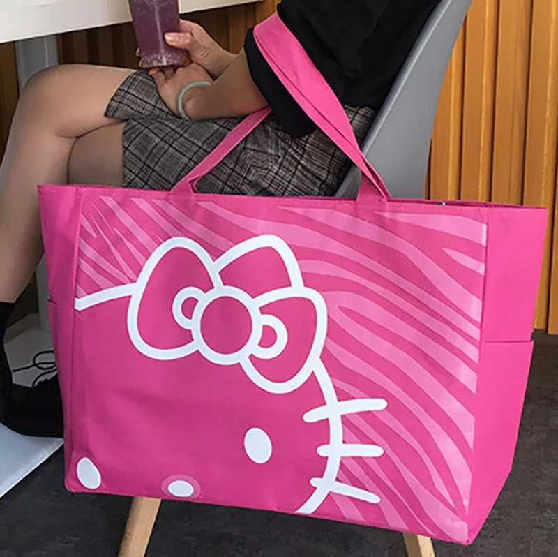 Sanrio Hello Kitty Womens Shoulder Bag Handbag Tote Fashion Printing Large Capacity Handle Folding Shopping Bag Storage Bagw250711