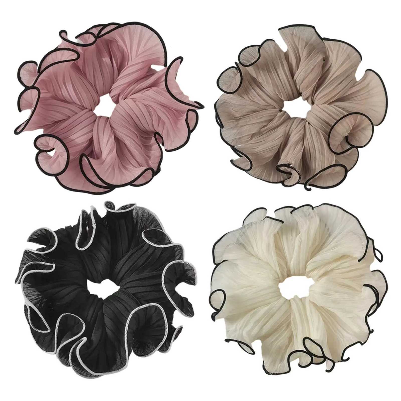 4PCS Elastic Headband French Vintage Chiffon Scrunchies Scrunchy Large Intestine Hair Rings Girls Hair Styling Accessories Y250711