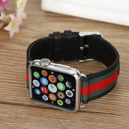 Suitable for Watch Nylon Genuine Leather Strap Watch Striped Color Block Leather Casual Strap 250711