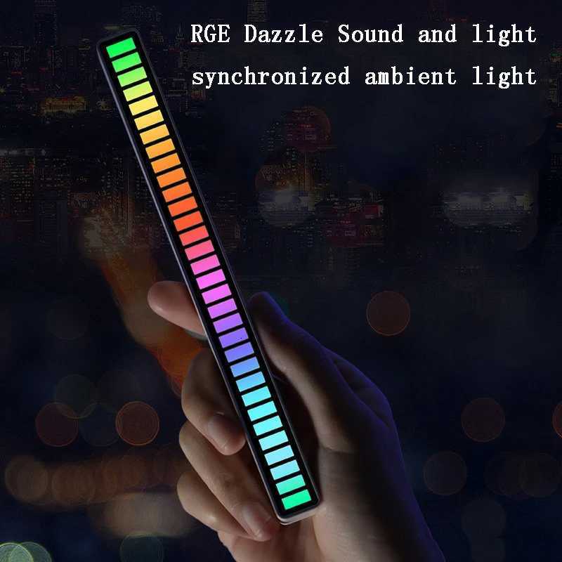 32 LED Charge RGB Light Bar Sound Activated Music Pickup Voice Lights Ambient Lamp Aesthetic Game Room Decor XJ250710
