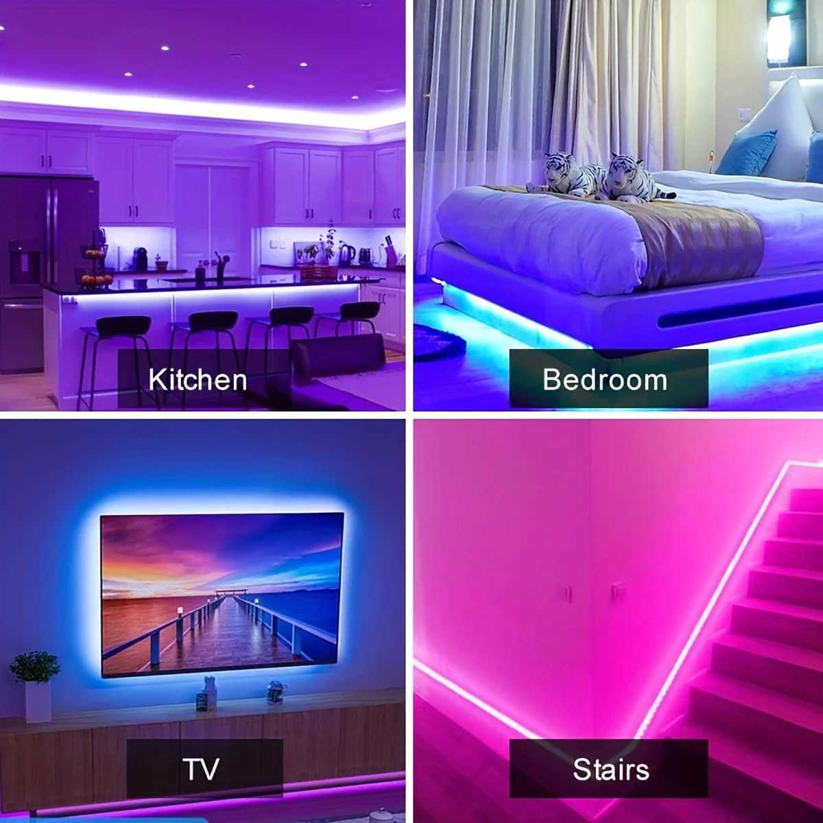 RGB LED Strip Lights Music Sync USB 5V Remote Control Led Ribbon Flexible Lamp For Room Party TV Desk Bedroom DecorationXJ250710