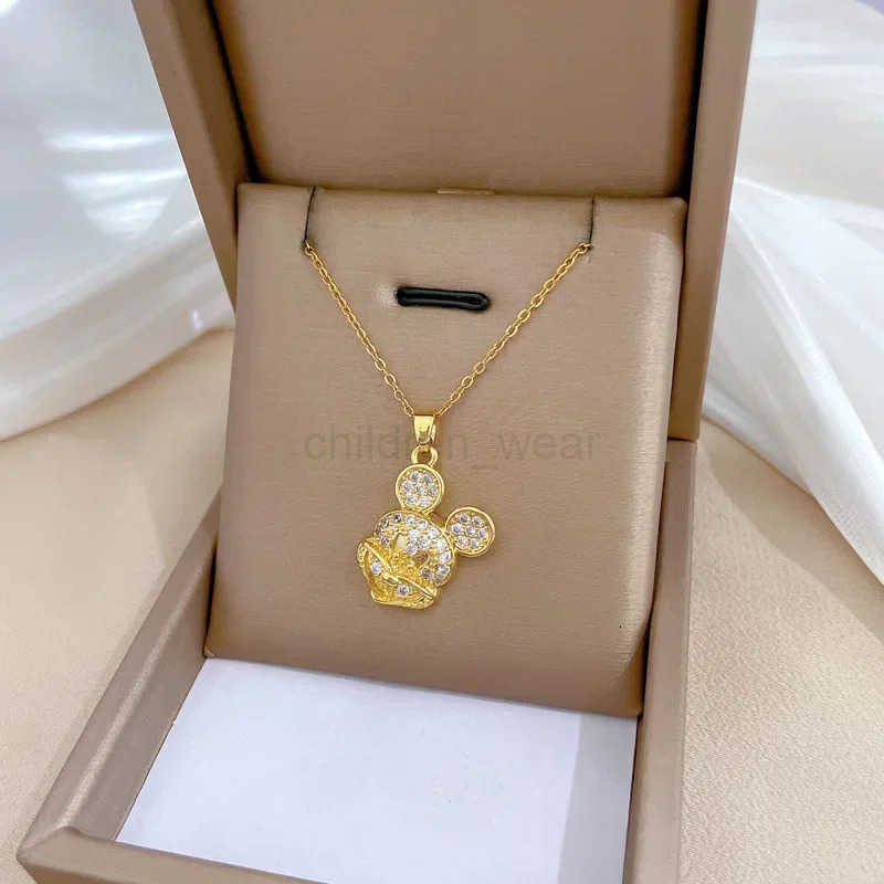 Disney Luxurious Crystal Hello Kitty Mickey Minnie Necklace Shine Women Choker Clavicle Necklace Cartoon Anime Jewelry Accessories W20250711