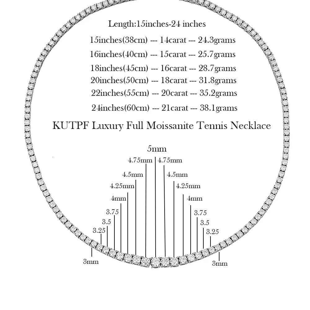 Full Moissanite Tennis Necklace with Certificate 3-5mm Size Gradient Dia Necklaces for Women Sterling Sier Neck Chain