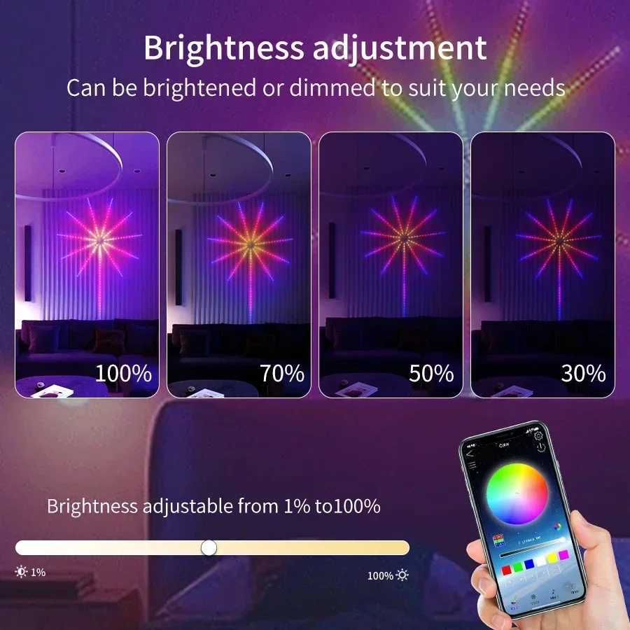 LED Firework Strip Lights RGB Bluetooth APP Control Neon Strip USB 5V Smart Atmosphere Light Sync Music Room Decor LightXJ250710