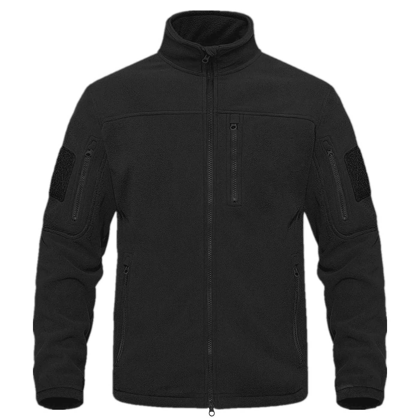Autumn Winter Mens Fleece Jacket Outdoor Sports Tactical Coat Stand Collar Full Zip Warm Hiking Work Travel Jackets W250711