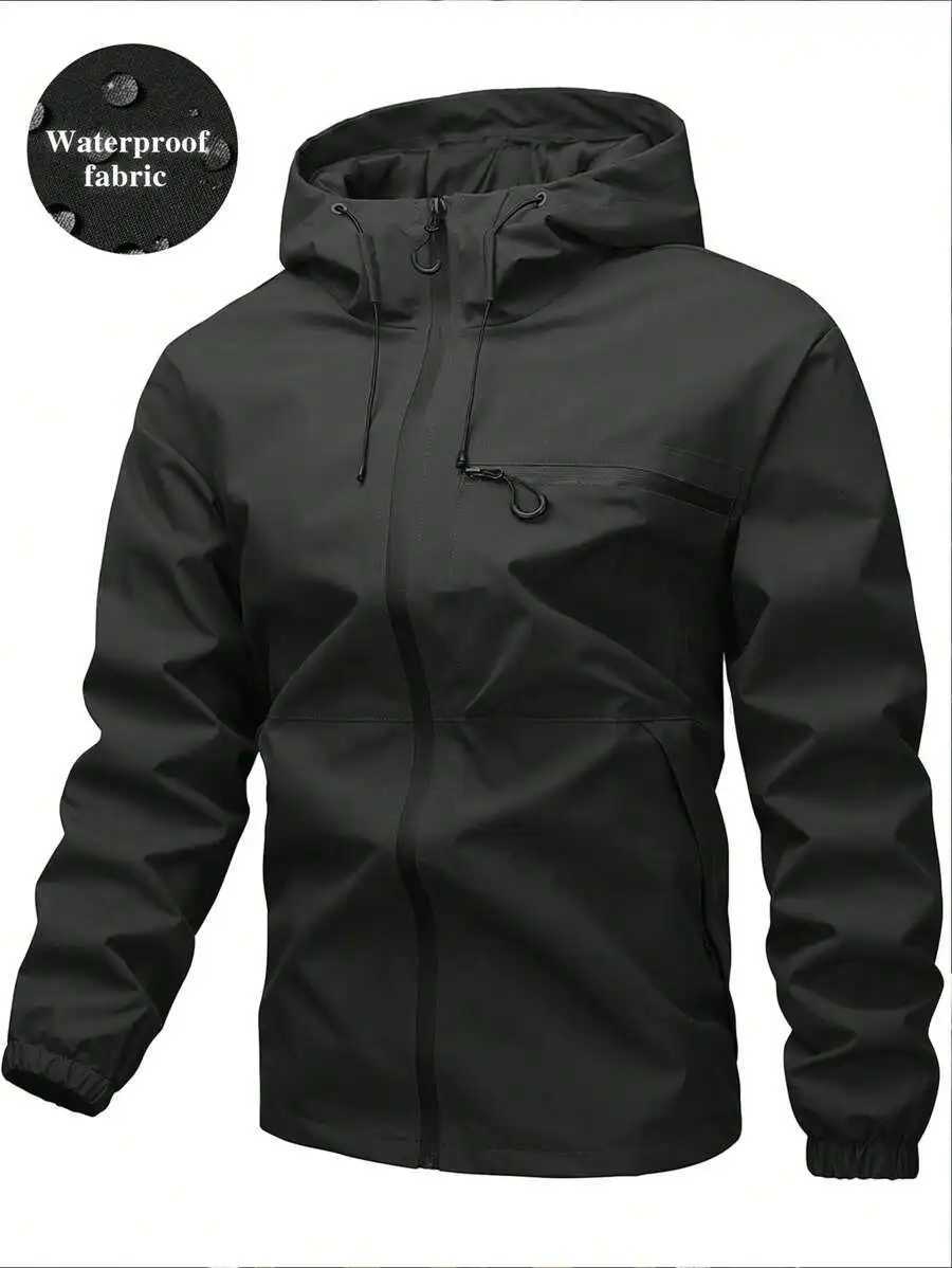 Mens Hooded Drawstring Soft Shell Wind Water Resistant Jacket Outdoor Hiking Windproof Jacket Climbing New Outdoor Jackets W250711