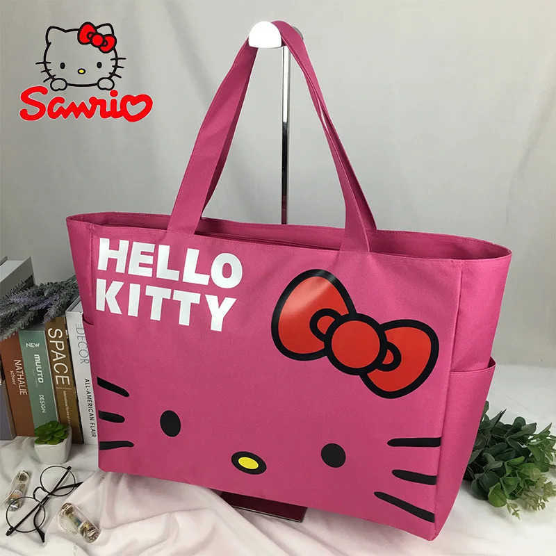 Sanrio Hello Kitty Womens Shoulder Bag Handbag Tote Fashion Printing Large Capacity Handle Folding Shopping Bag Storage Bagw250711