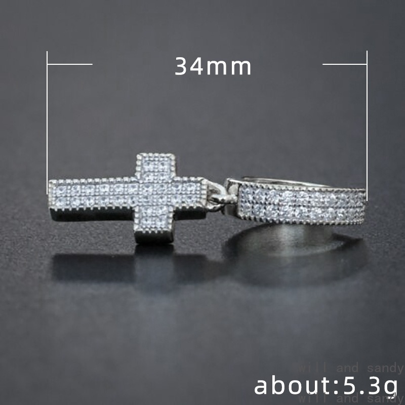 Cubic Zircon Jesus Cross Dangle Earrings Charm Designer Jewelry Silver Gold Love Heart Drop Water Diamond Hoop Chandelier Ear Rings Gift for Woman Jew