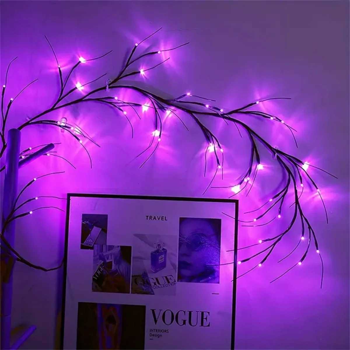1PC 54 LED Halloween Atmosphere Purple Rattan Lights DIY Branches Garland Outdoor Indoor Waterproof Wall Lights Battery Powered XJ250710