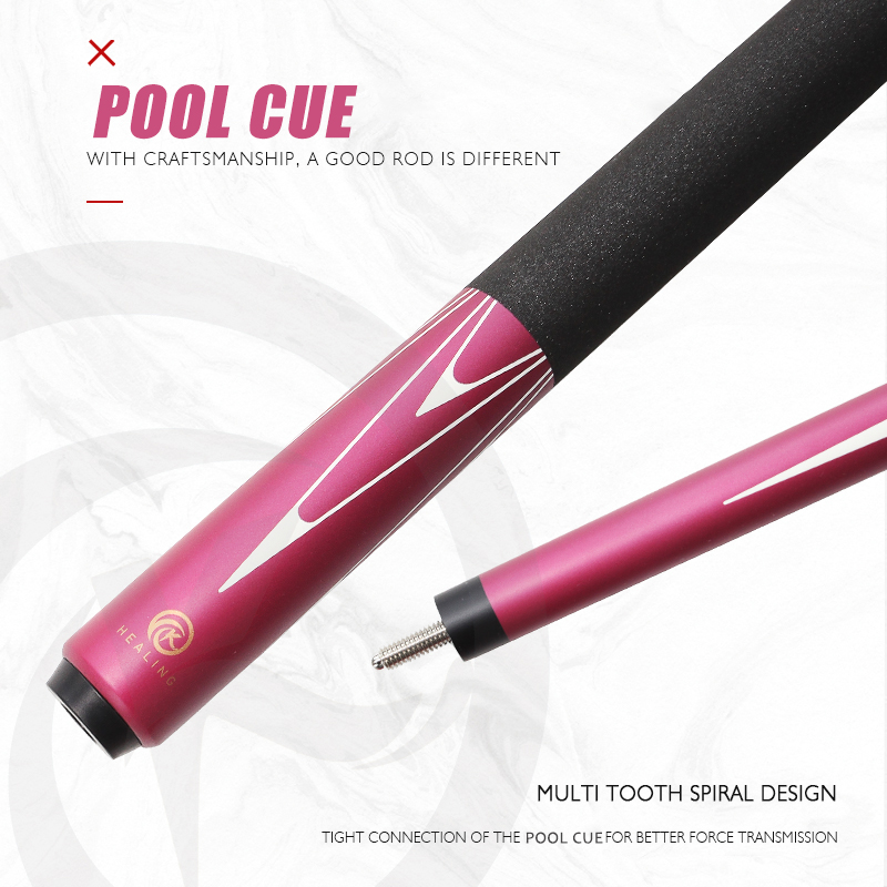 OKHEALING 1/2 Split Pool Cue Billiard Stick Red Glass Fiber Billiard Cue 12.9mm Black Pigskin Tip 5/16*18 Joint Length 1474mm/58inch Weight Adjust 19-