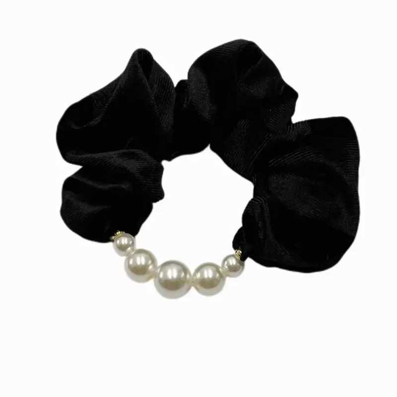 Elegant Coral Fleece Pearls Hair Band For Women Girls Hair Tie Sweet Hair Ornament Scrunchie Hair Rope Fashion Hair Accessories Y250711