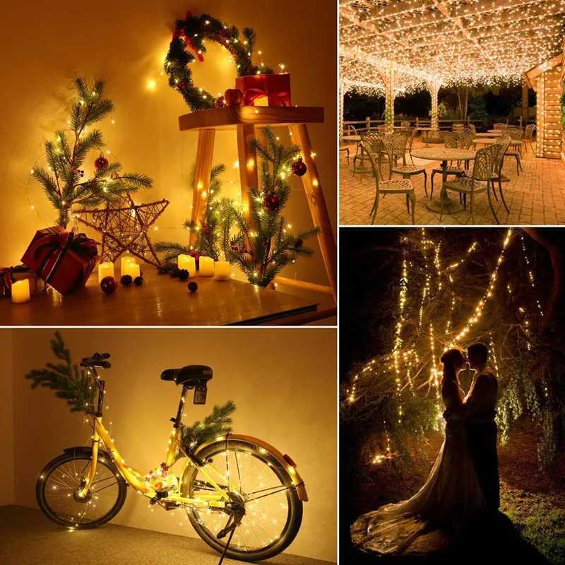 2/5/10M LED 8 Mode Fairy Light Remote Control Battery Box Copper Wire String Light Christmas Decoration Lights Party Home Decor XJ250710