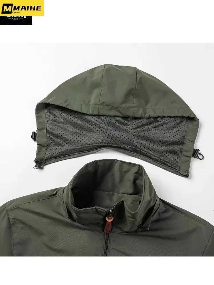 Gorpcore Jacket Mens Military Tactical Hunting Jacket Mens Autumn Casual Waterproof Windbreaker Mens Coat Pocket Work Clothes W250711