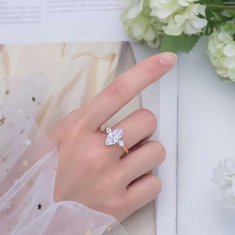 Exquisite Engagement Ring Featuring a Dazzling Moissanite Stone Set in Elegant 14 Karat Yellow Gold by Messian Brand