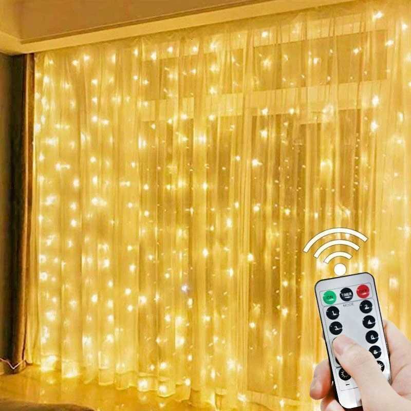 3/6M USB LED Curtain 8 Modes Remote Control String Lights Holiday Wedding Fairy Garland Lights for Bedroom Living Room Decor XJ250710