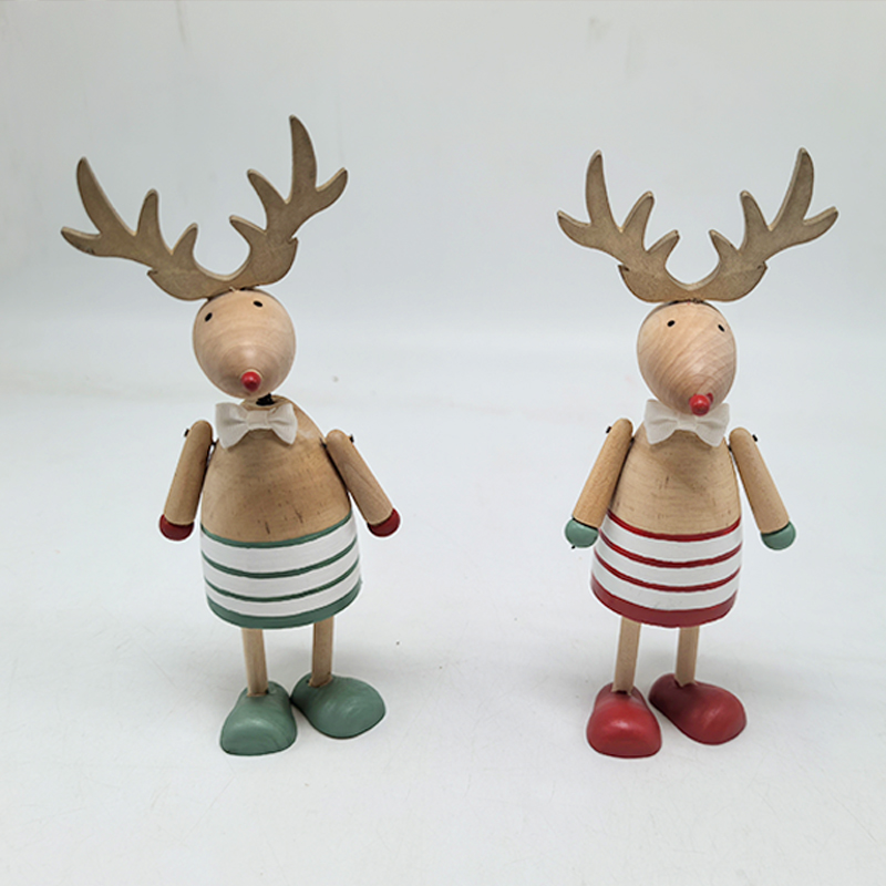 Scandinavian Style Handmade Woodcarved Reindeer Decorative Sculpture