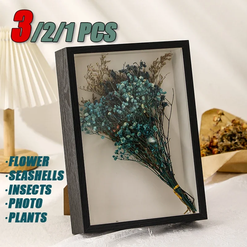 3PCS Shadow Box 3cm Depth Wooden for 3D Artwork Display DIY Nordic Style Wood Picture Frame Home Photo Decoration H260306