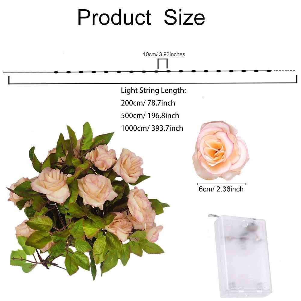 1set Rose Flower LED String Light Artificial Rose Flower Vine String Lights Hanging Garland Fairy Lights Flower String Light XJ250710