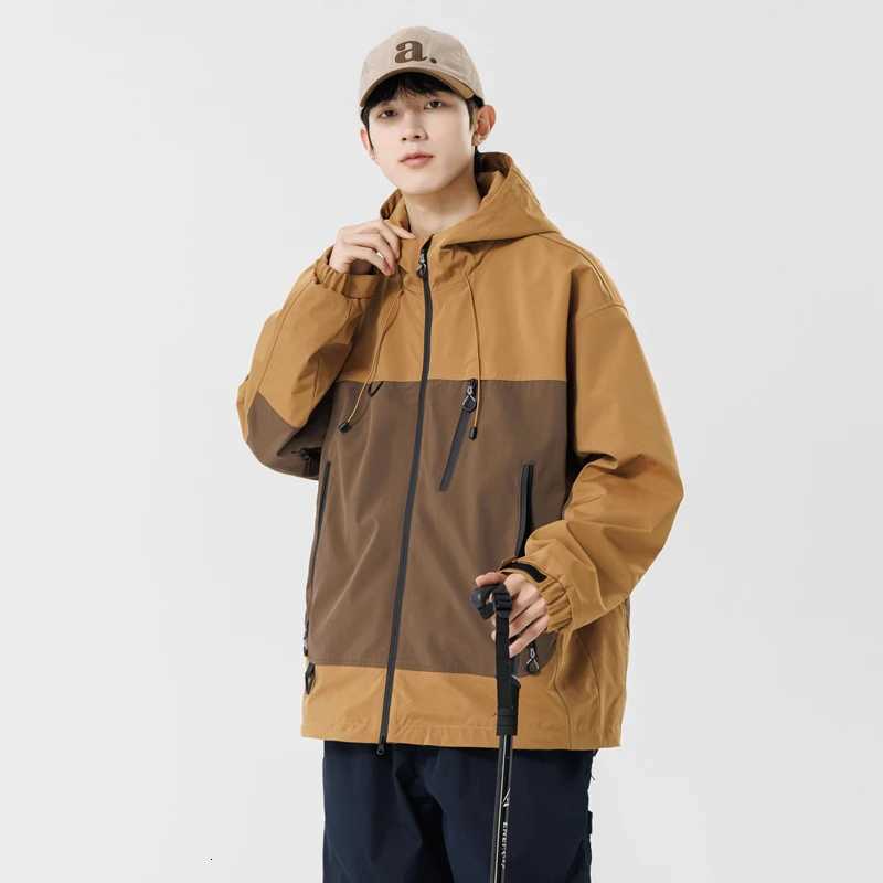 Couple Jackets Autumn Fashion Stitching Color Casual Men Trend Outdoor Windproof Waterproof Women Coats Hooded High Quality Tops W250711