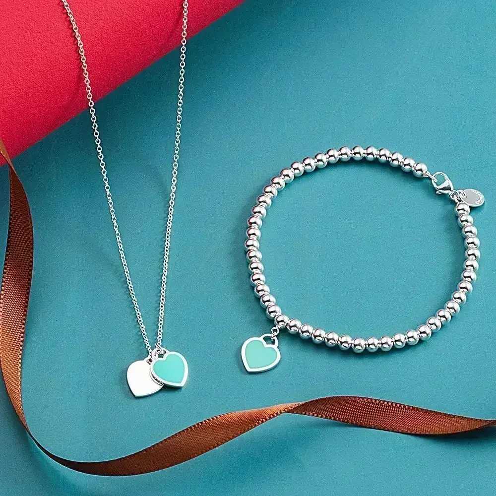 925sliver 2024 New Collection Return Series Blue Pink Red Heart Tag Bead Blue Pink Red Mini Necklace As A Holiday Giftz250711 62BP