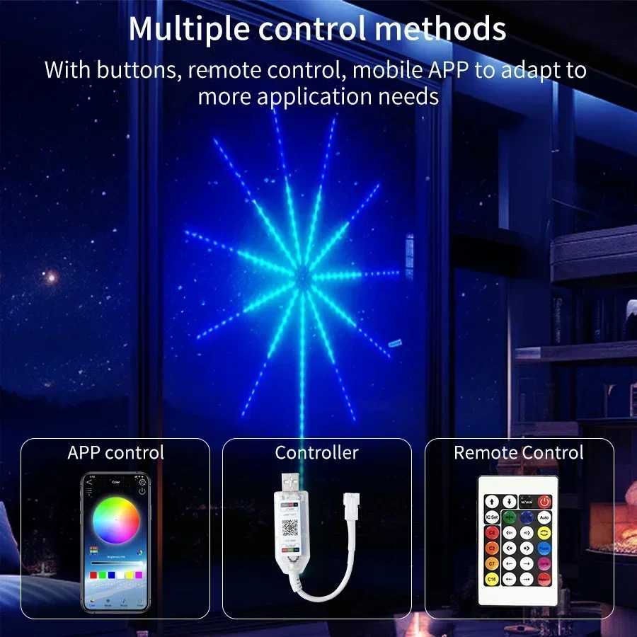 LED Firework Strip Lights RGB Bluetooth APP Control Neon Strip USB 5V Smart Atmosphere Light Sync Music Room Decor LightXJ250710