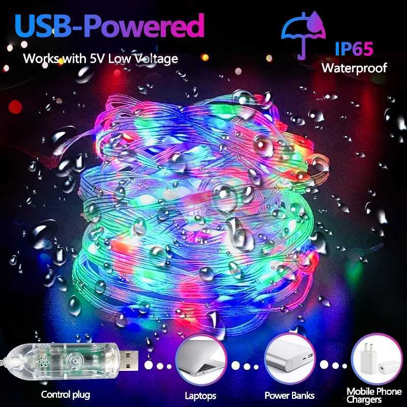 RGB LED Fairy String Lights Dreamcolor USB Christmas Light Bluetooth APP Smart Garland Fairy Light Christmas Wedding Party Decor XJ250710