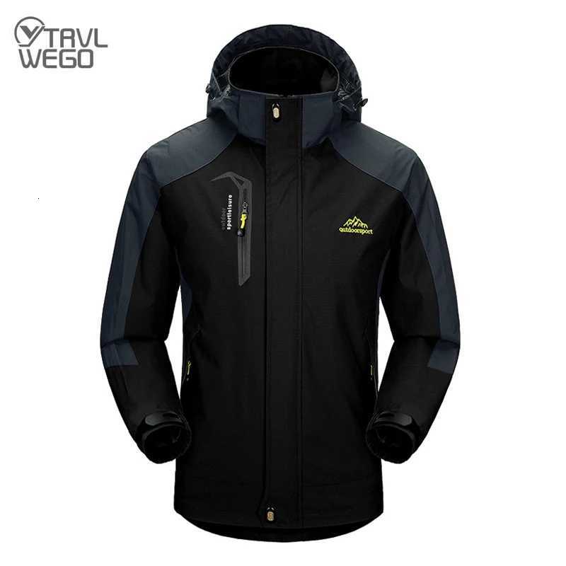 TRLWEGO Camping Hiking Jacket Men Autumn Outdoor Sports Coats Climbing Trekking Windbreaker Travel Waterproof Jackets Black W250711