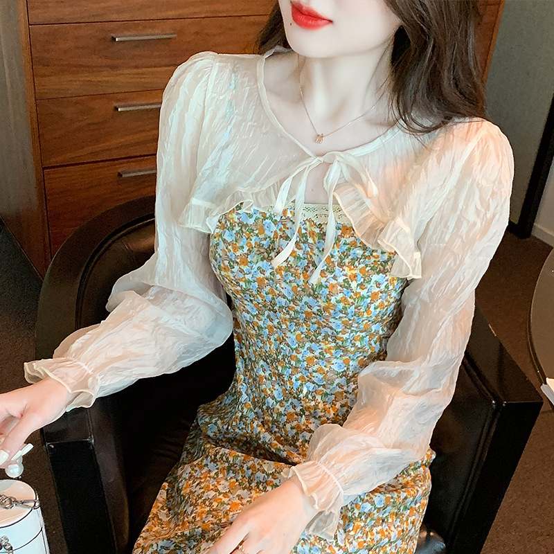 K1316 Small shawl coat for women 2024 spring and summer new small waistcoat versatile chiffon sun protection clothing ultra-thin short outer wear card