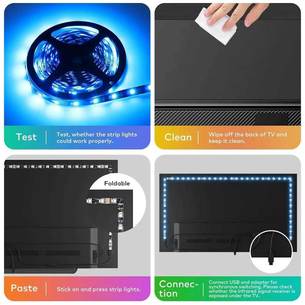 5050 DC5V USB 24Keys Bluetooth LED Strip Lights Tape with Remote Control Color Change Lamp for Christmas Bedroom Decoration XJ250710