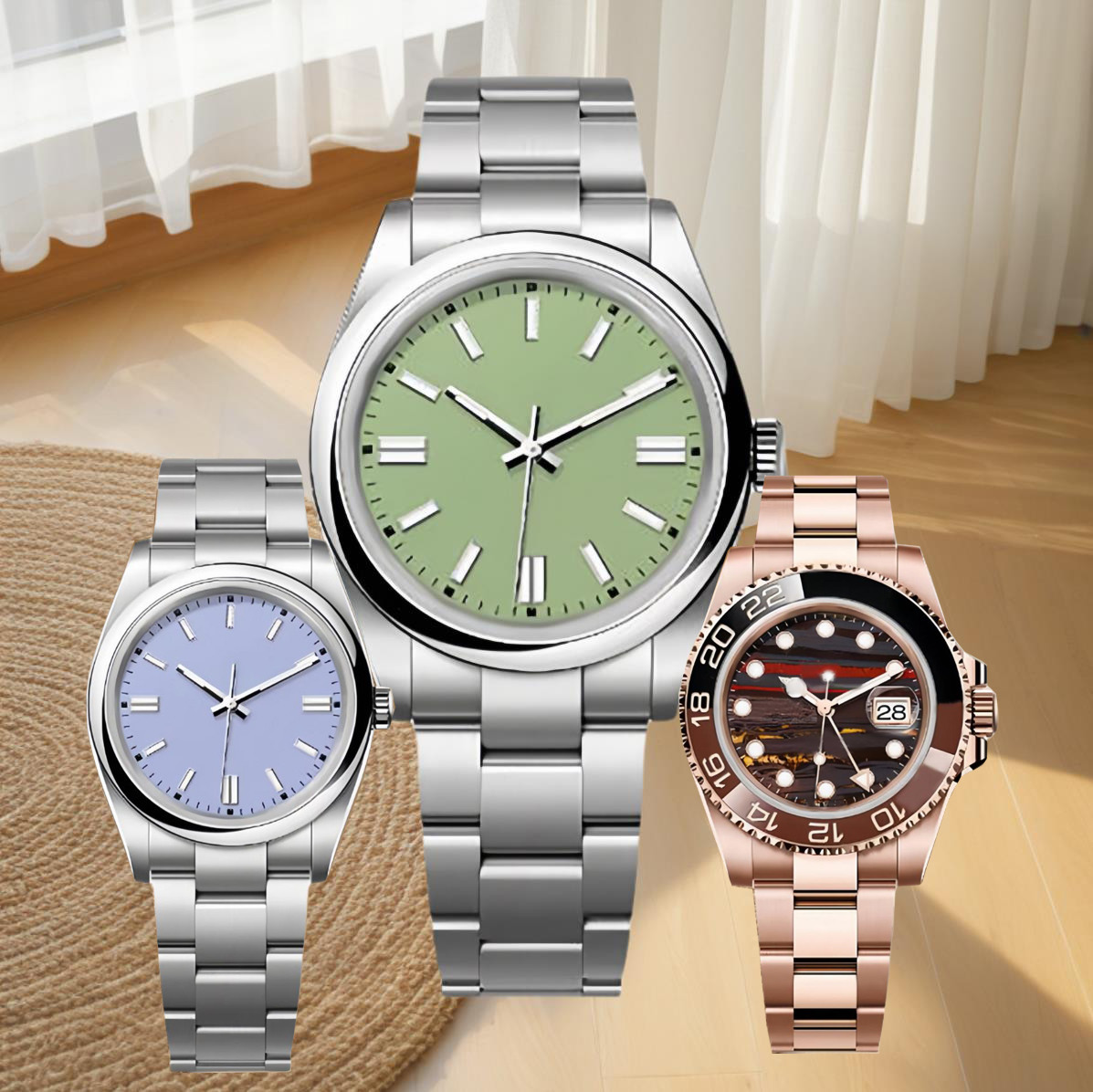 Luxury fully automatic luxury watch design men's watch 41mm green style dial fully automatic men's waterproof night light fashion sapphire design watch