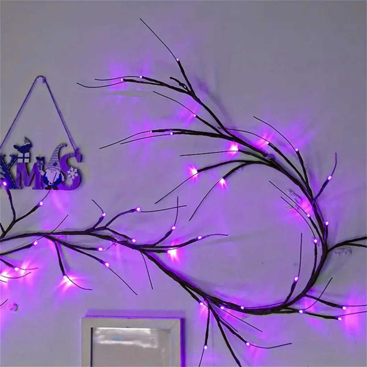 1PC 54 LED Halloween Atmosphere Purple Rattan Lights DIY Branches Garland Outdoor Indoor Waterproof Wall Lights Battery Powered XJ250710