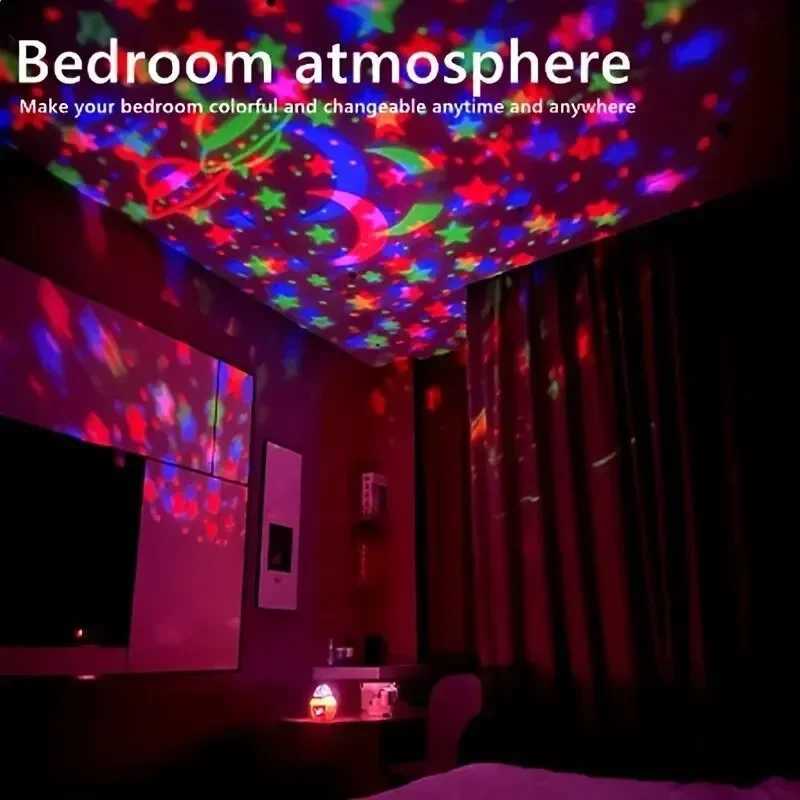 3D Starry Sky Night Lights USB Rechargeable Rotating Projector Lamp Magic Ball Moon Star Light For Home Room Atmosphere Decor XJ250710