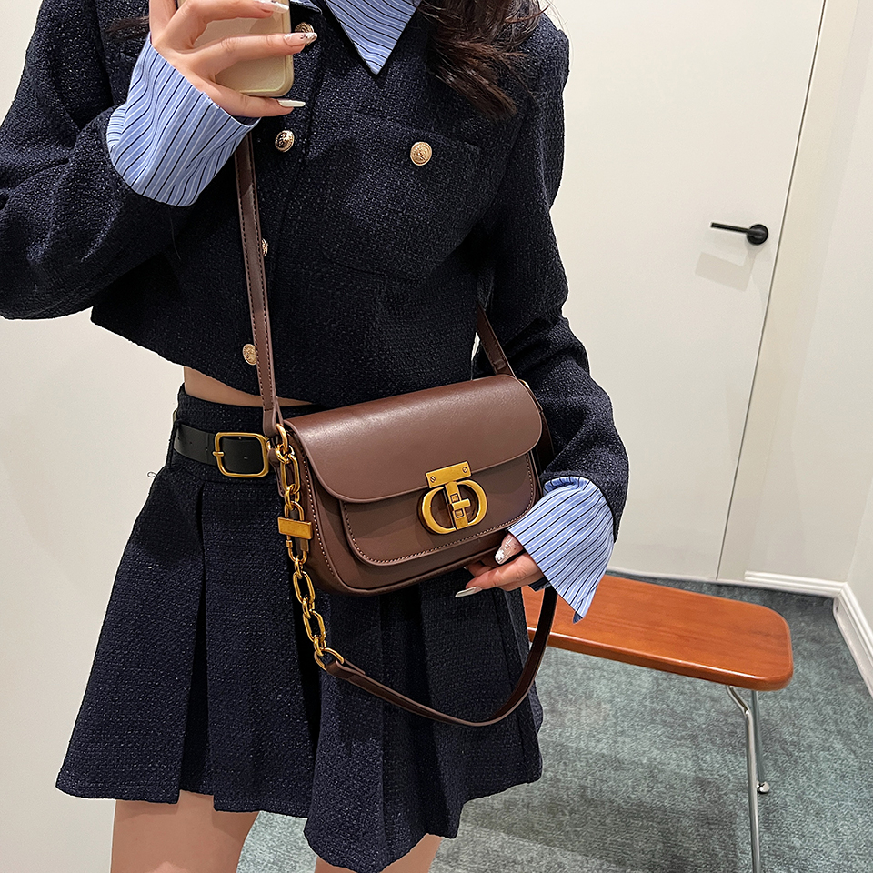 Retro Small Pu Leather Bag Women's Original Fashion Lock Women's Crossbody Shoulder Sac Senior Handbag Underarm Bag Designer