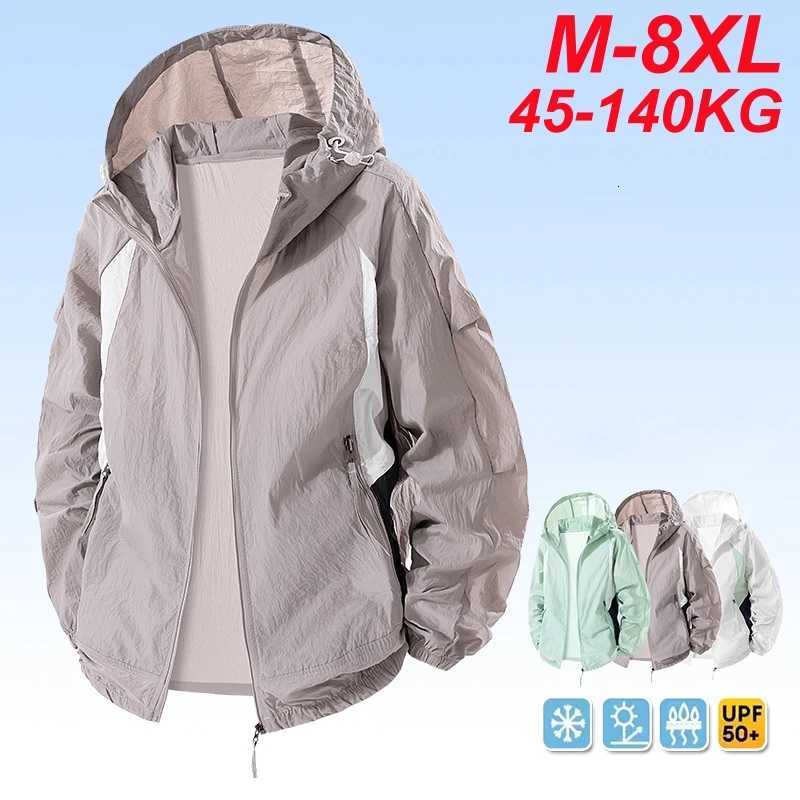 Summer Skin Jacket Men UPF 50+ Plus Size 8XL 7XL Waterproof Quick Dry Camping Hiking Windbreaker Fishing Outdoor Anti UV Clothes W250711