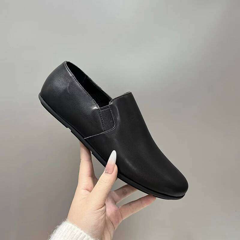 Italian Designer Genuine Leather Women's Loafers 2025 S/S New Arrival High Street Fashion Casual Closed-Toe Flat Slip-On