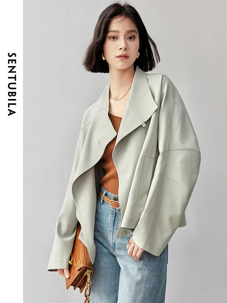 SENTUBILA Stand Collar Single Button Trench Coats for Women Autumn Fashion Loose Casual Loose Simple Women Coats 143F55826 250703