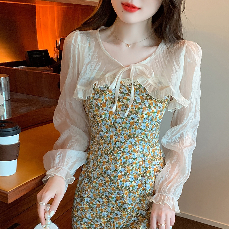 K1316 Small shawl coat for women 2024 spring and summer new small waistcoat versatile chiffon sun protection clothing ultra-thin short outer wear card