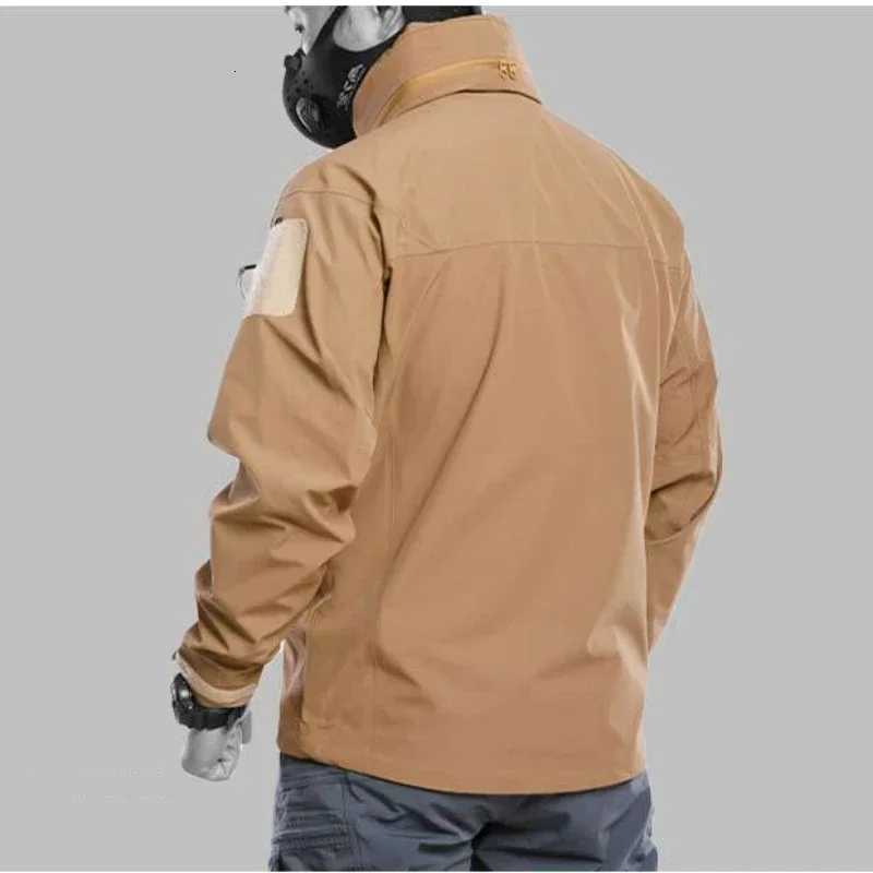 Hardshell Waterproof Mens Jacket Tactical Suit Outdoor Fishing Camo Hiking Camping Tracksuit Coat Multi Pocket Windbreakers W250711