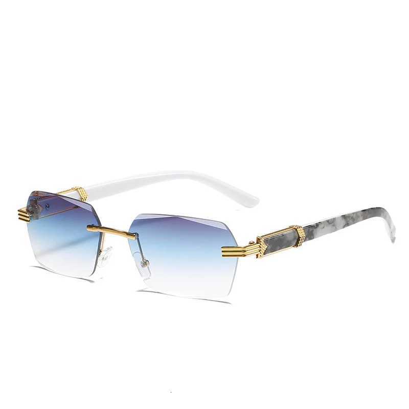 2025 New Square Rimless Sunglasses Fashion Beach Sunglasses Women Gradient Marbling Shades For Women Y250711 d