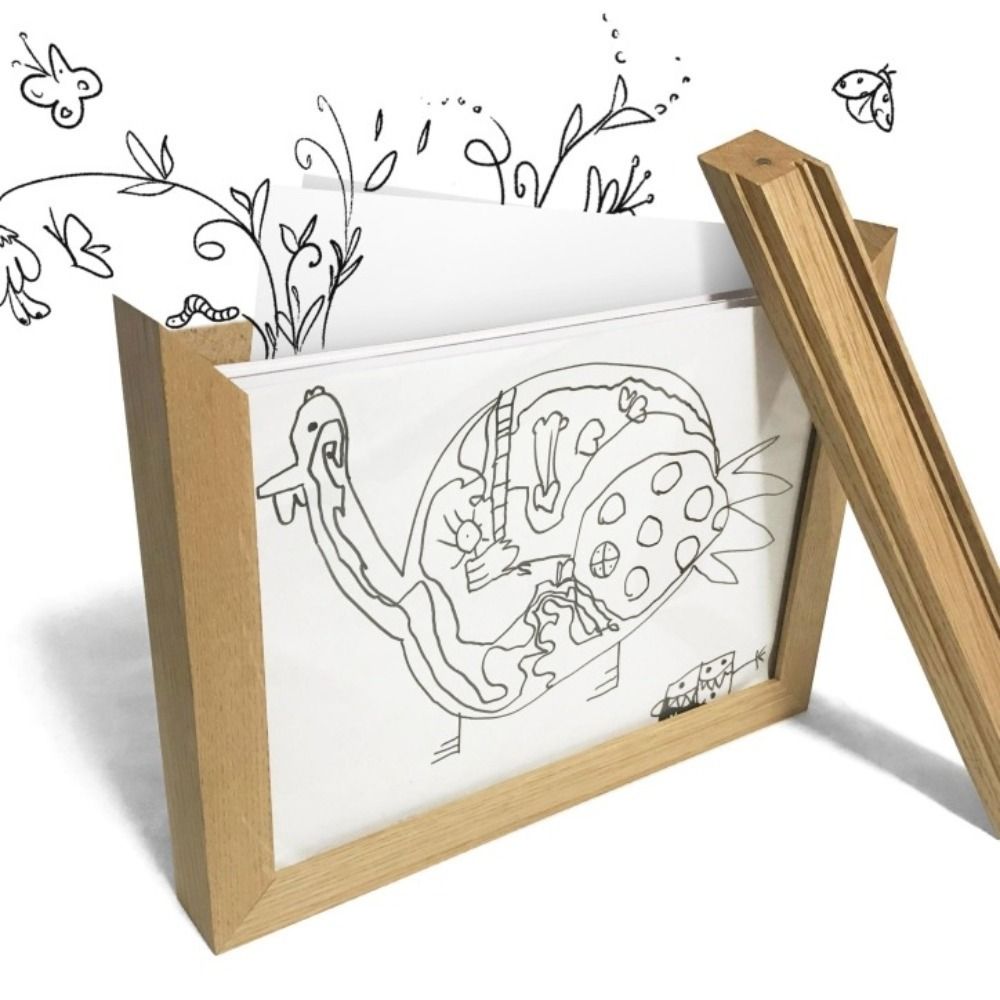 Wall Decoration Wooden Art Rotatable Changeable Cards Display Holder Family Portraits Memorial Photo Frame Kids H260306