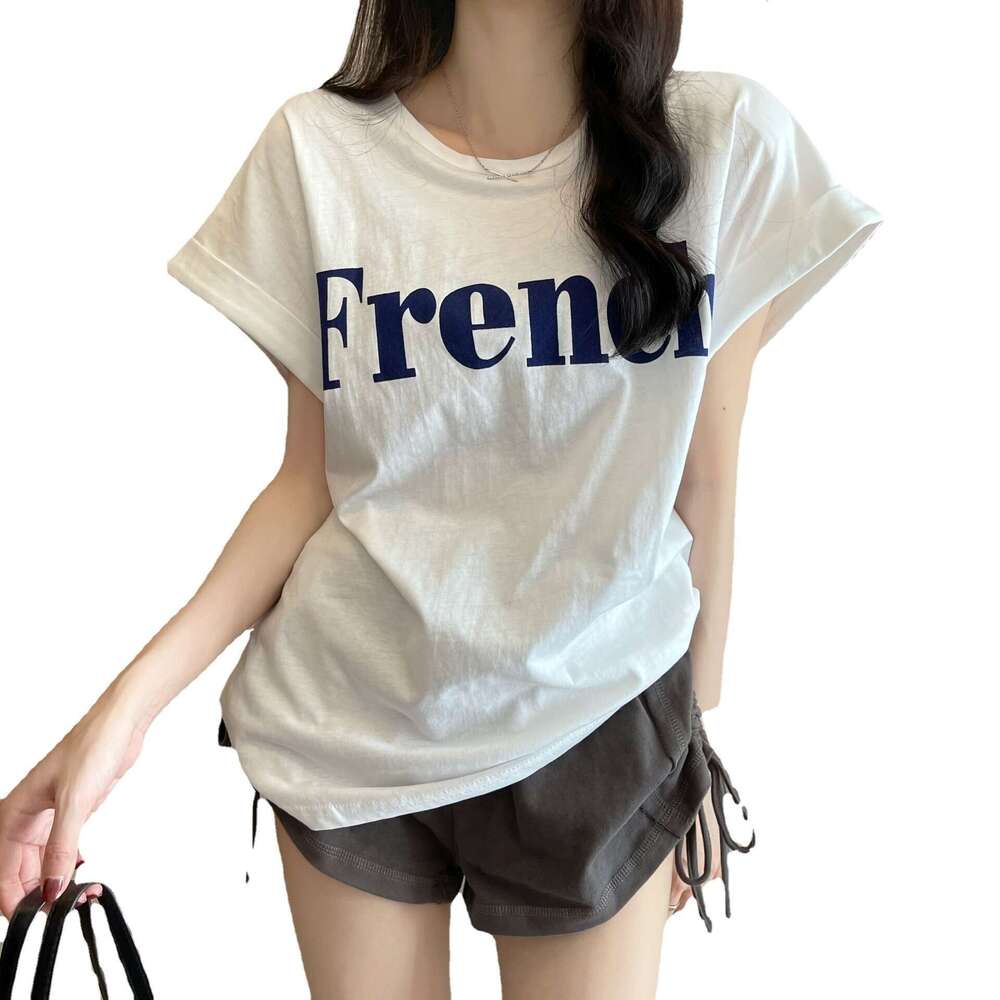 New Trendy Ins Super Popular Slimming Off-Shoulder Sweet Cool Short Sleeve T-Shirt Loose Women's Summer Student Top Fashion B5